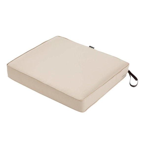 Montlake 21 x 19 x 3 Inch Rectangle Patio Dining Seat Cushion, Antique Beige - Picture 1 of 5